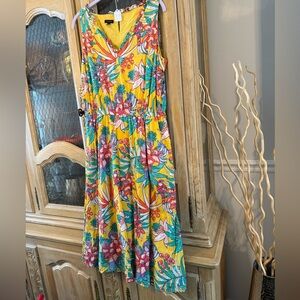 Talbots Vibrant Floral Cotton Sleeveless Dress